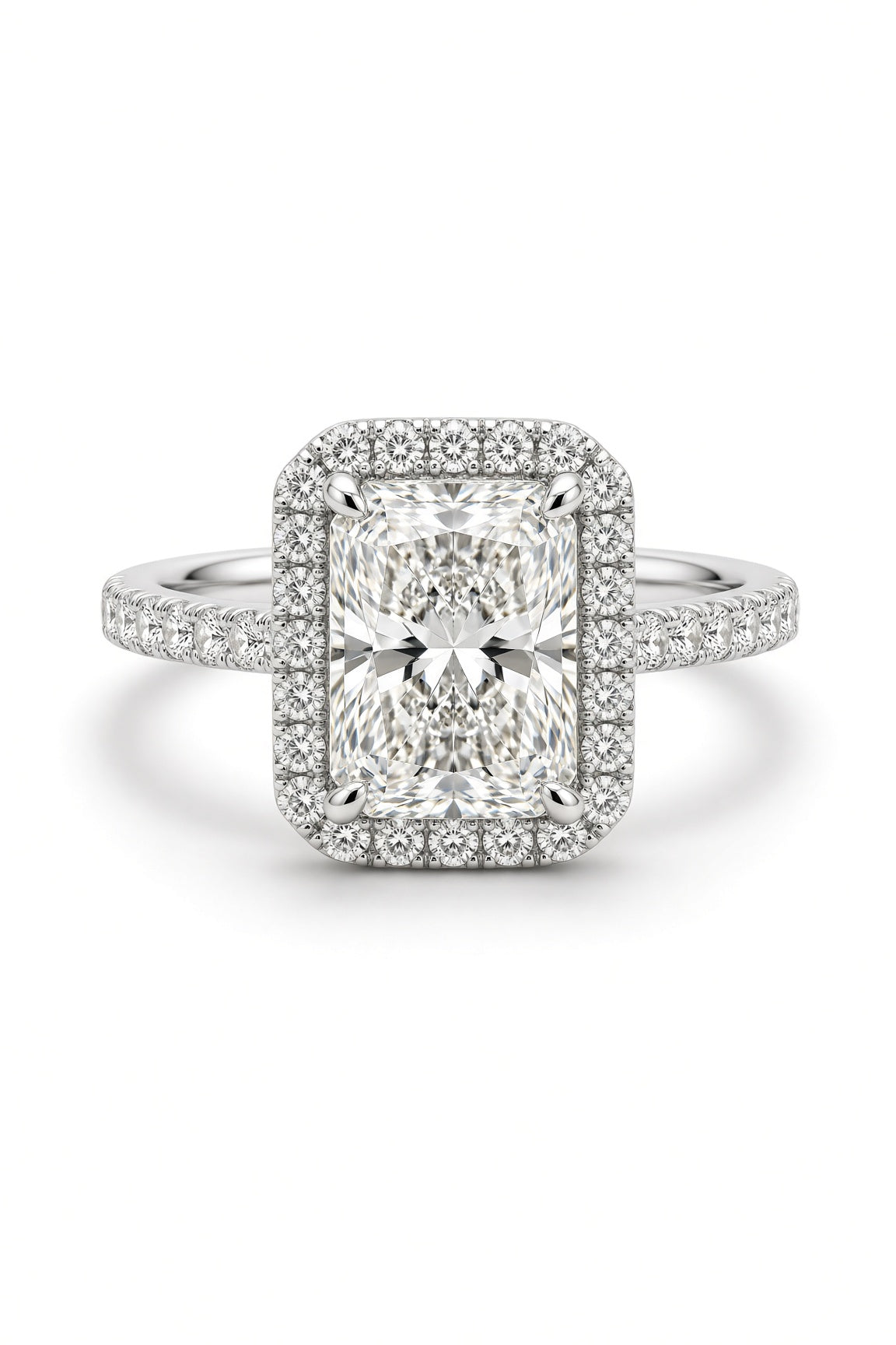 10 Carat Radiant Cut Halo Diamond Engagement Ring