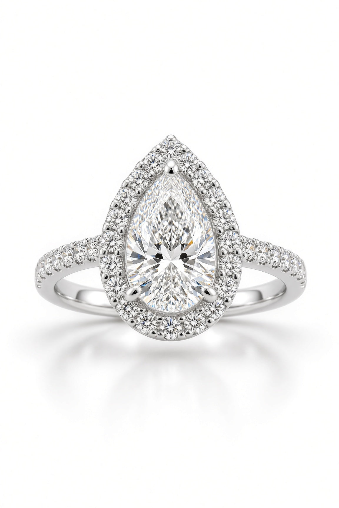5 Carat Pear Cut Halo Diamond Engagement Ring