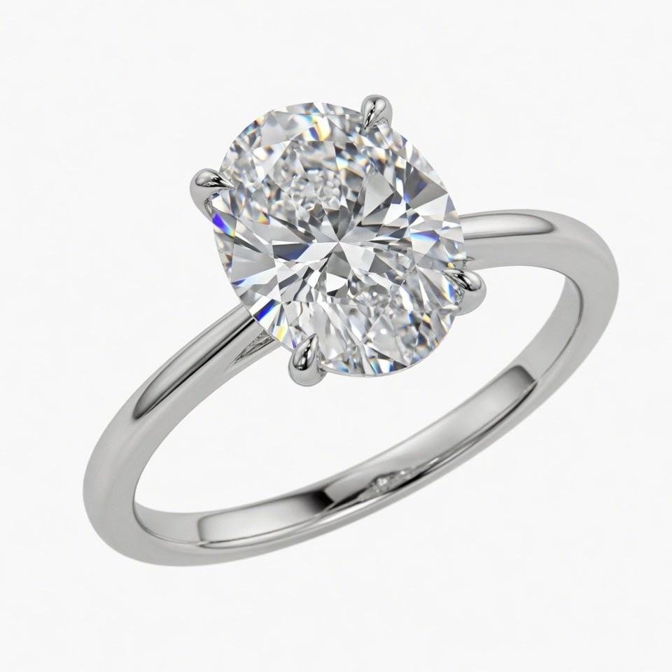 4ct Oval Cut Solitaire Diamond Wedding Ring