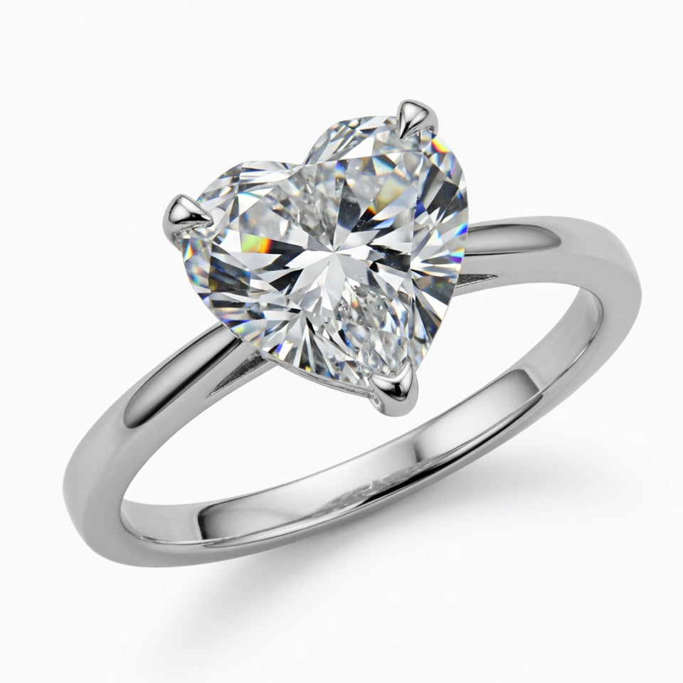 3ct Heart Cut Solitaire Diamond Wedding Ring