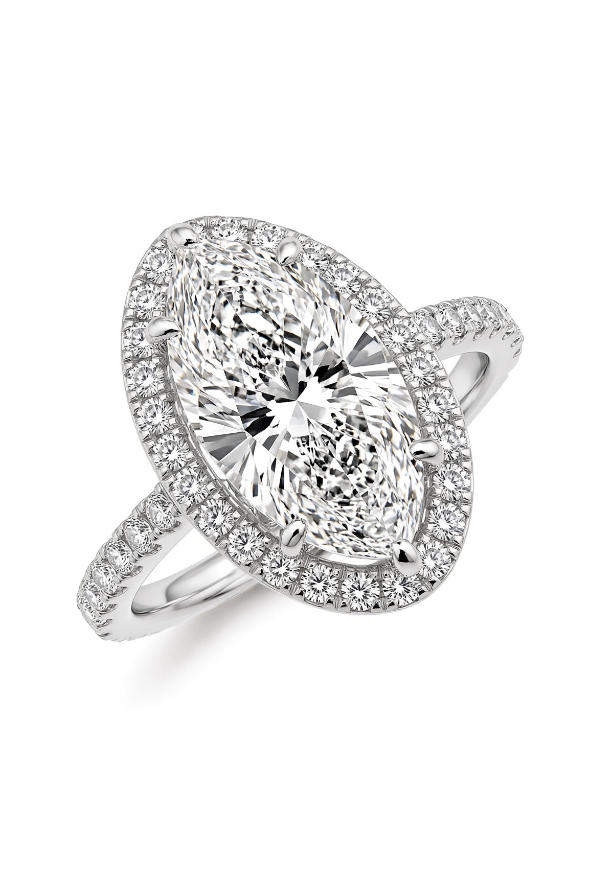 10 Carat Marquise Cut Halo Diamond Engagement Ring