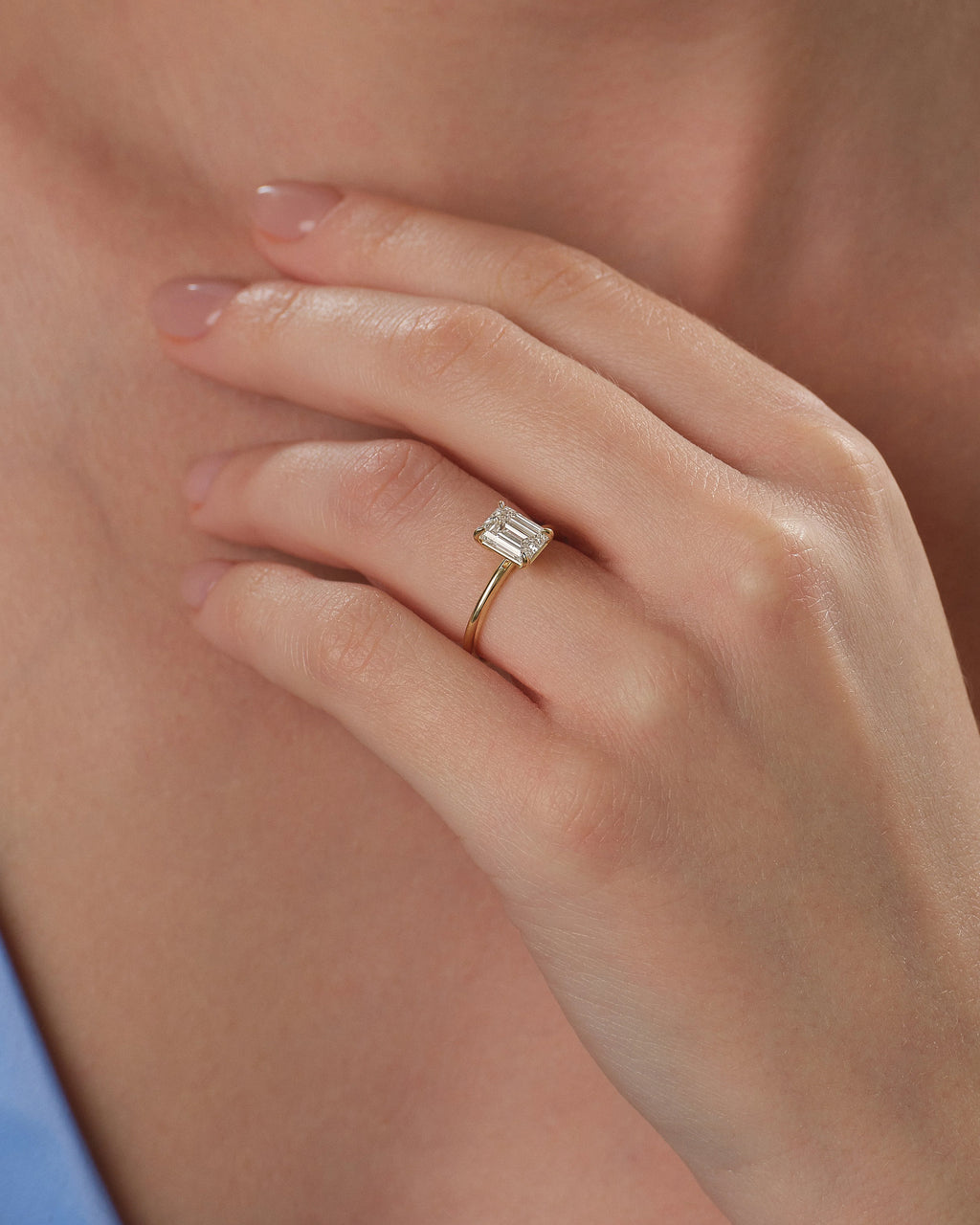 1ct Emerald Cut Solitaire Diamond Wedding Ring