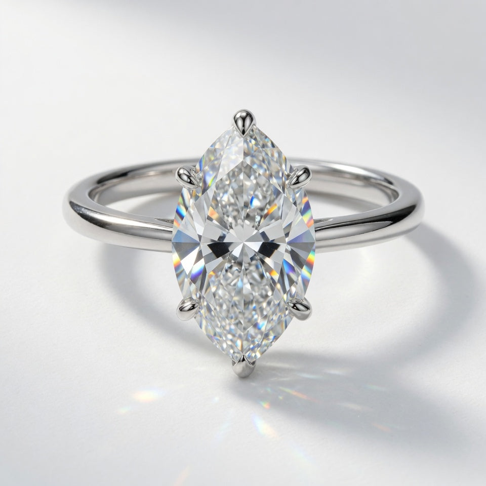 7ct Marquise Cut Solitaire Diamond Wedding Ring