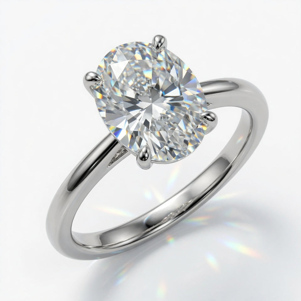 2ct Oval Cut Solitaire Diamond Wedding Ring
