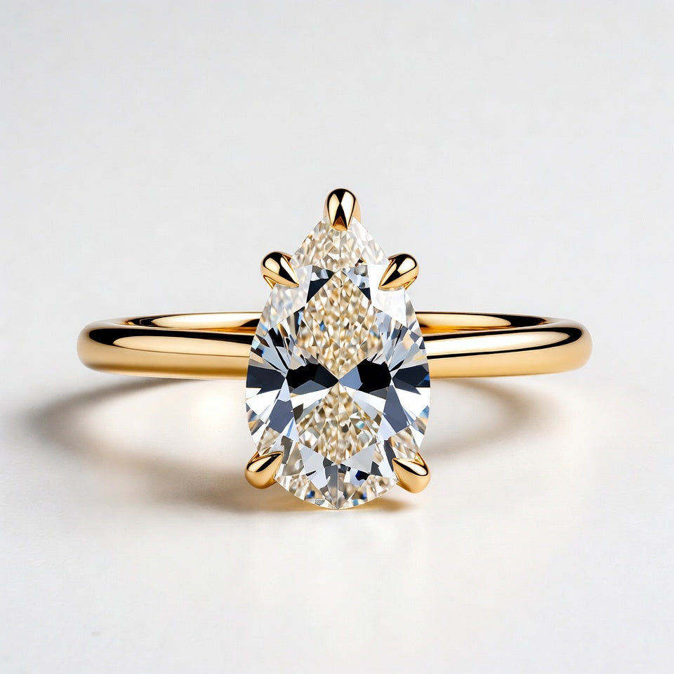 8ct Pear Cut Solitaire Diamond Wedding Ring