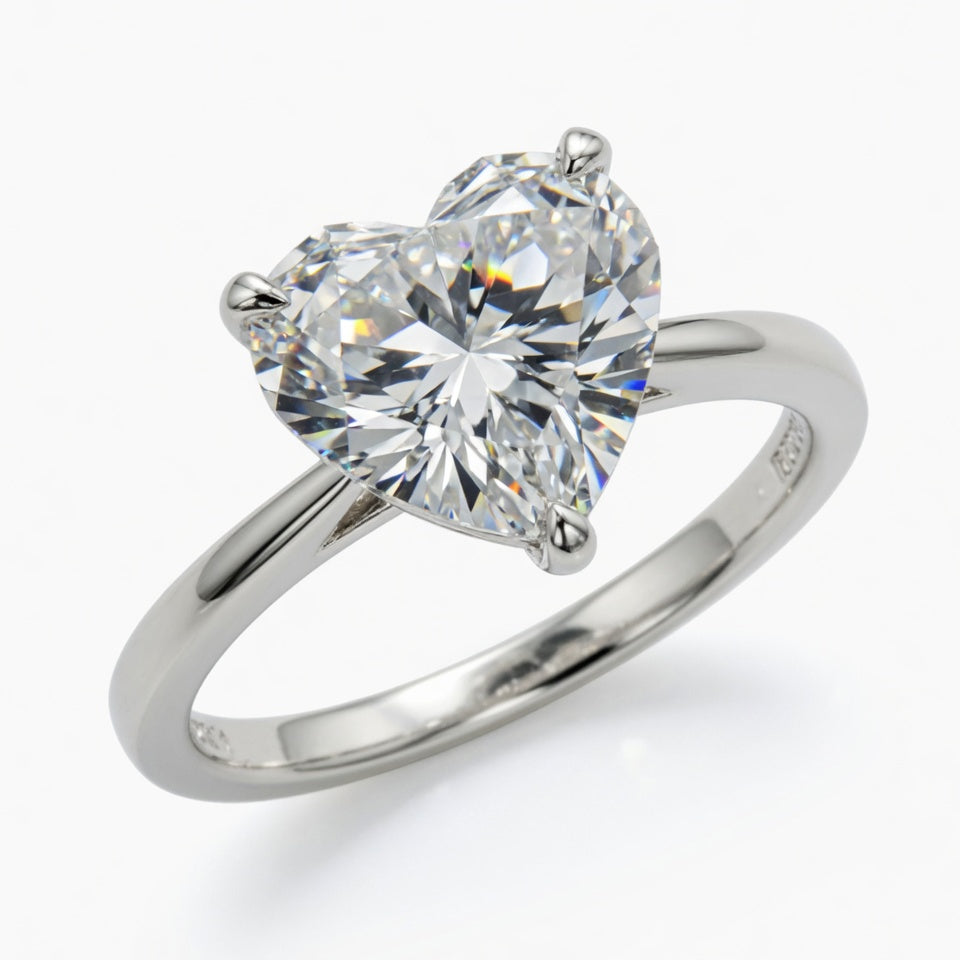 4ct Heart Cut Solitaire Diamond Wedding Ring