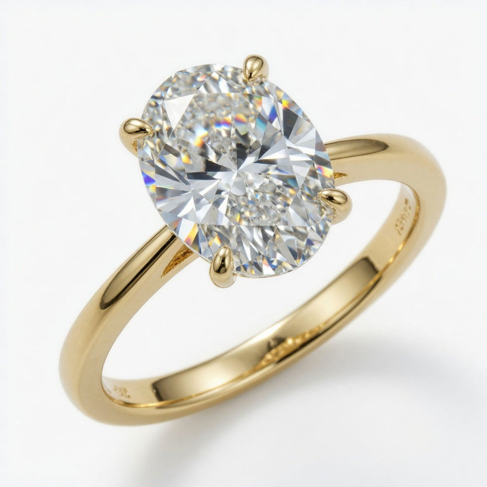 2.5ct Oval Cut Solitaire Diamond Wedding Ring