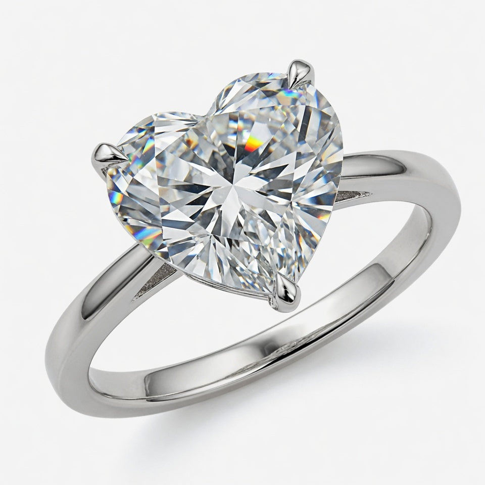 7ct Heart Cut Solitaire Diamond Wedding Ring