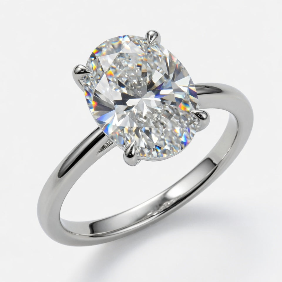 2.5ct Oval Cut Solitaire Diamond Wedding Ring