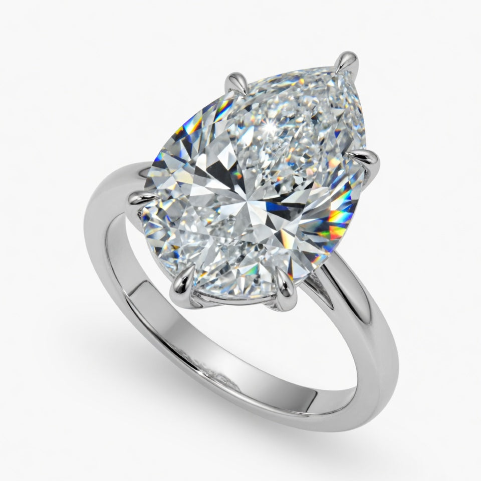 10ct Pear Cut Solitaire Diamond Wedding Ring