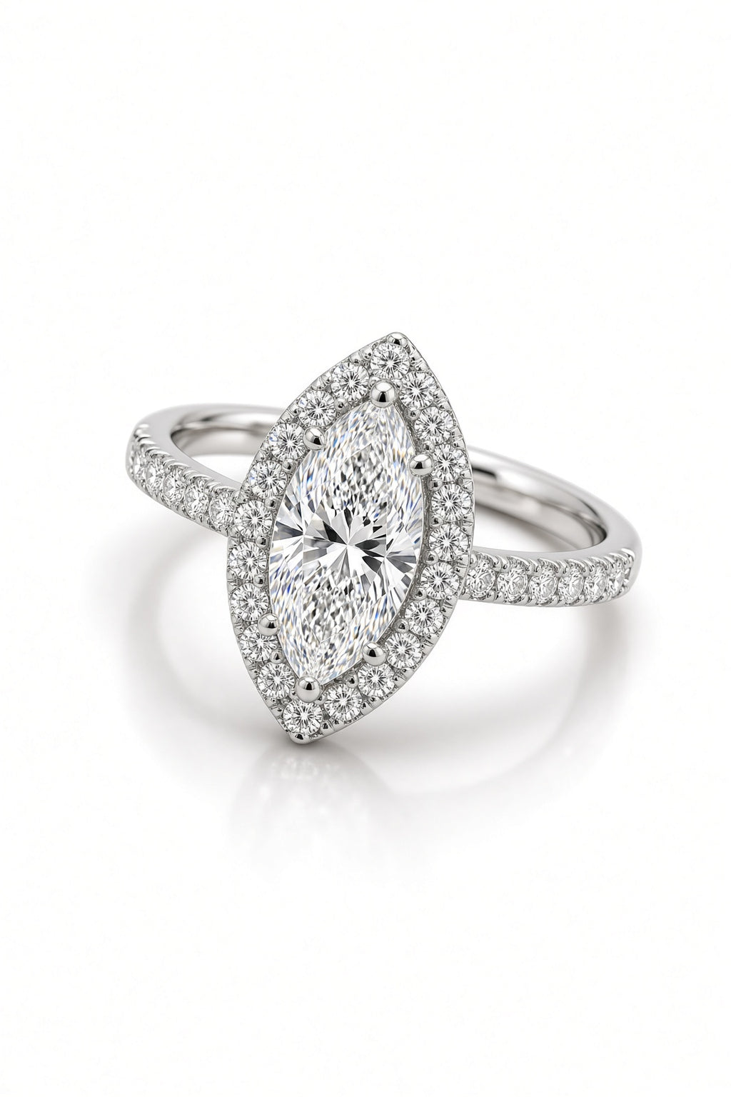 2.5 Carat Marquise Cut Halo Diamond Engagement Ring
