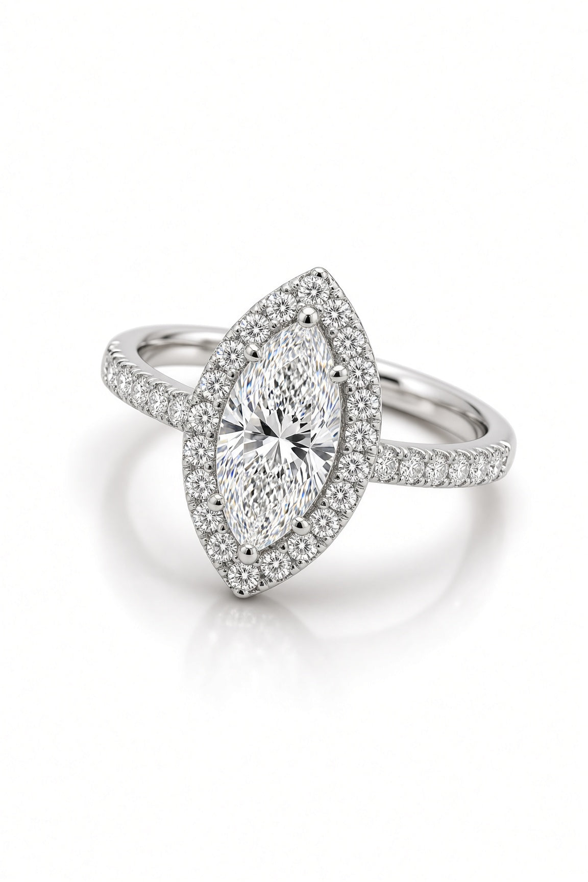5 Carat Marquise Cut Halo Diamond Engagement Ring