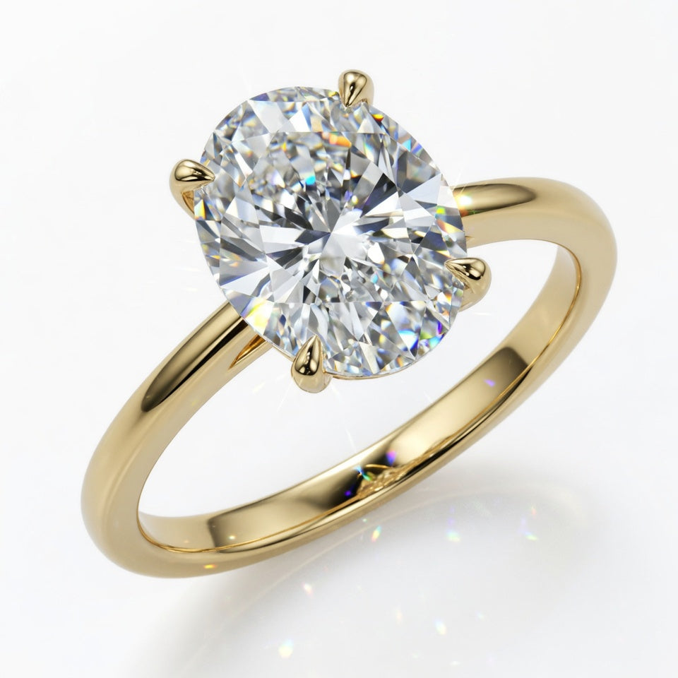 2ct Oval Cut Solitaire Diamond Wedding Ring
