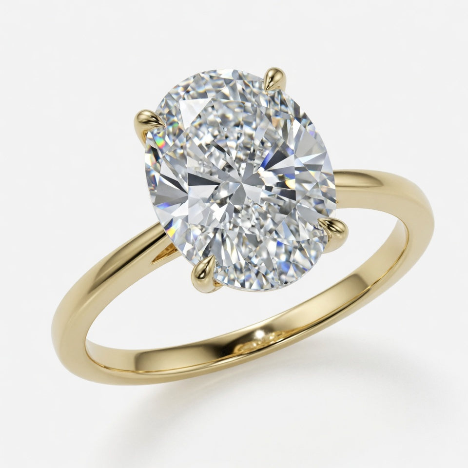 4.5ct Oval Cut Solitaire Diamond Wedding Ring