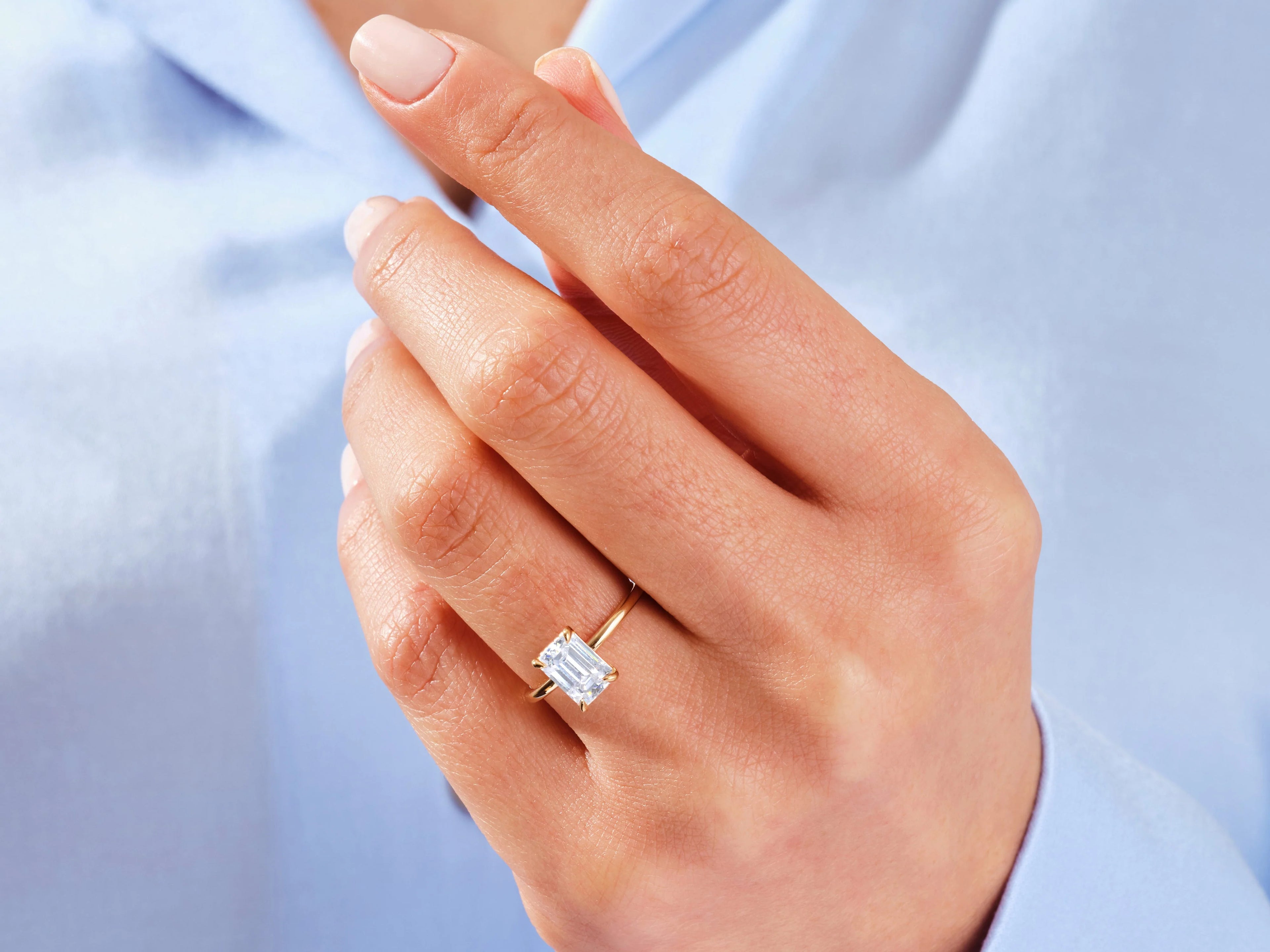3.5ct Emerald Cut Solitaire Diamond Wedding Ring