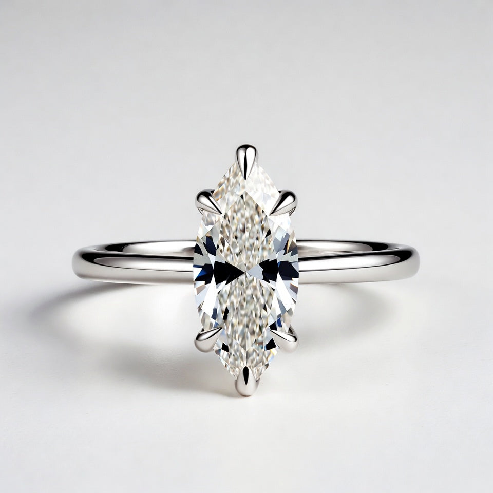 4ct Marquise Cut Solitaire Diamond Wedding Ring