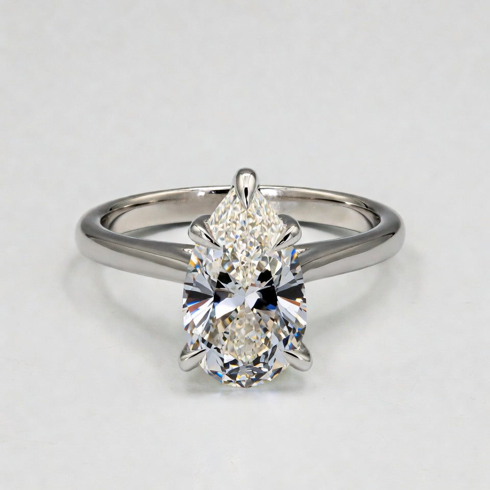 4.5ct Pear Cut Solitaire Diamond Wedding Ring
