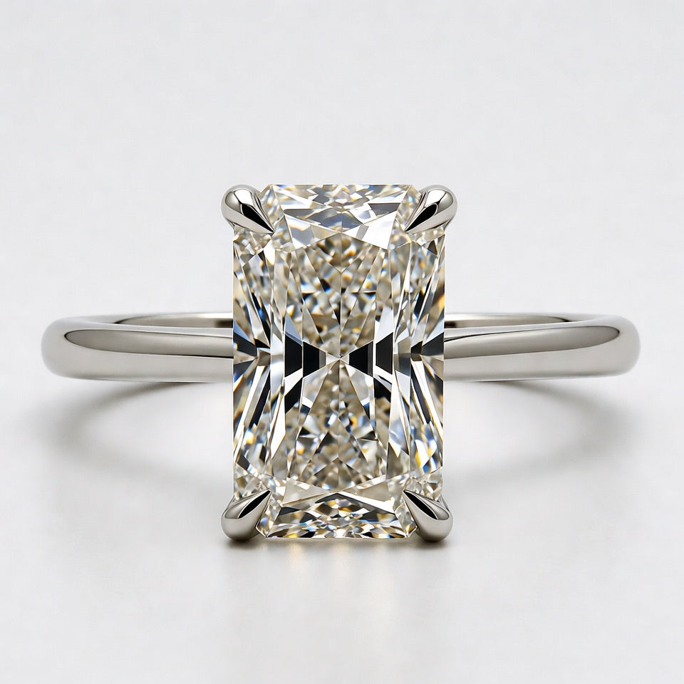 9ct Radiant Cut Solitaire Diamond Wedding Ring