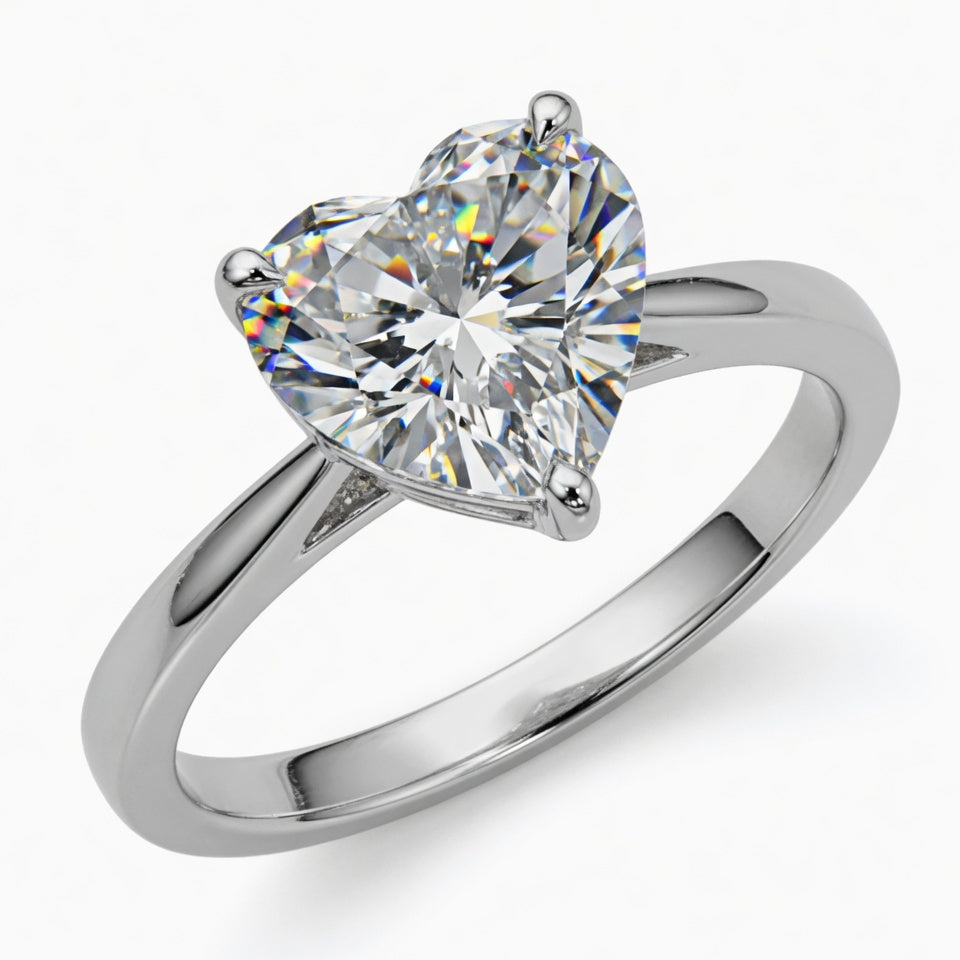 2ct Heart Cut Solitaire Diamond Wedding Ring