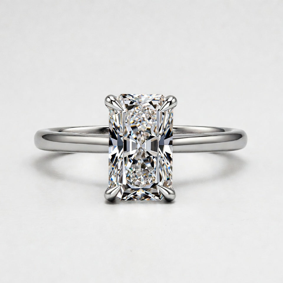 7ct Radiant Cut Solitaire Diamond Wedding Ring