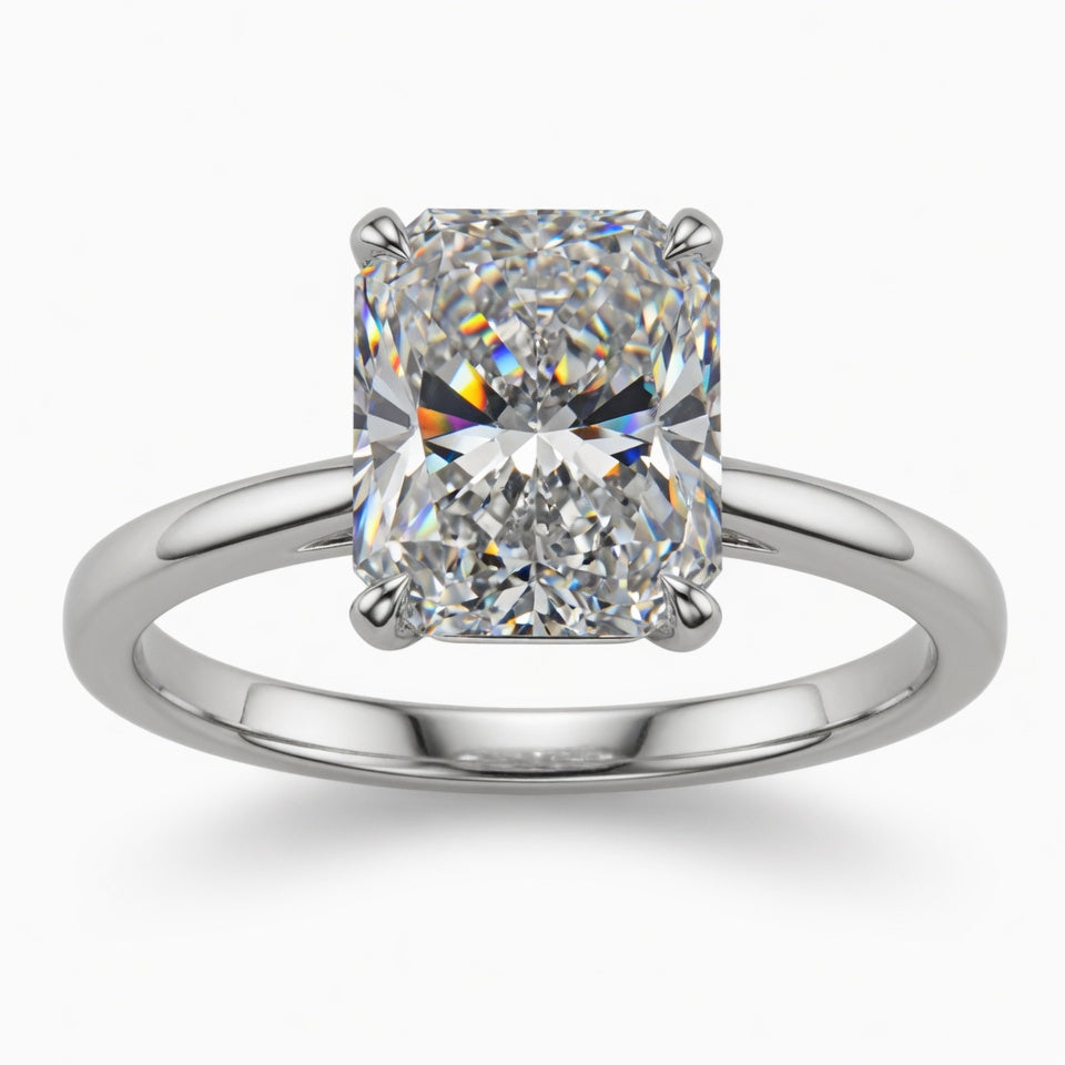 5ct Radiant Cut Solitaire Diamond Wedding Ring