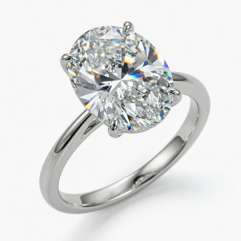 7ct Oval Cut Solitaire Diamond Wedding Ring