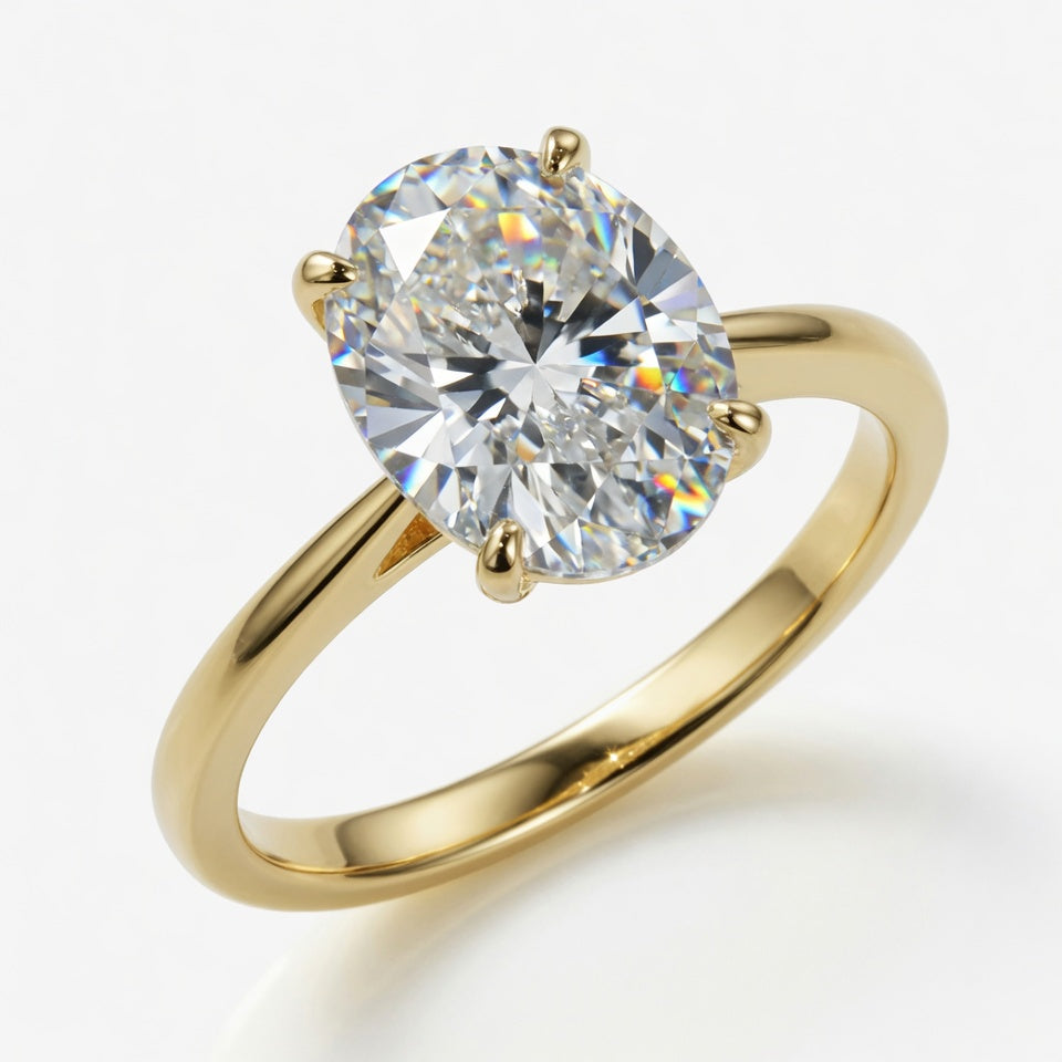 2ct Oval Cut Solitaire Diamond Wedding Ring