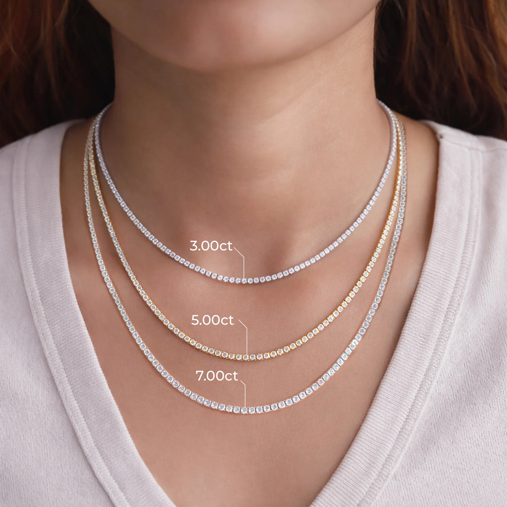4cts Tennis Necklace 16in Round Cut Lab Grown Diamond