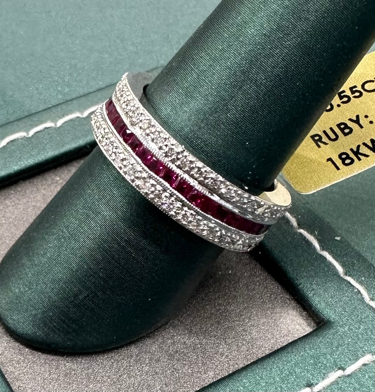 Ruby bar diamond ring