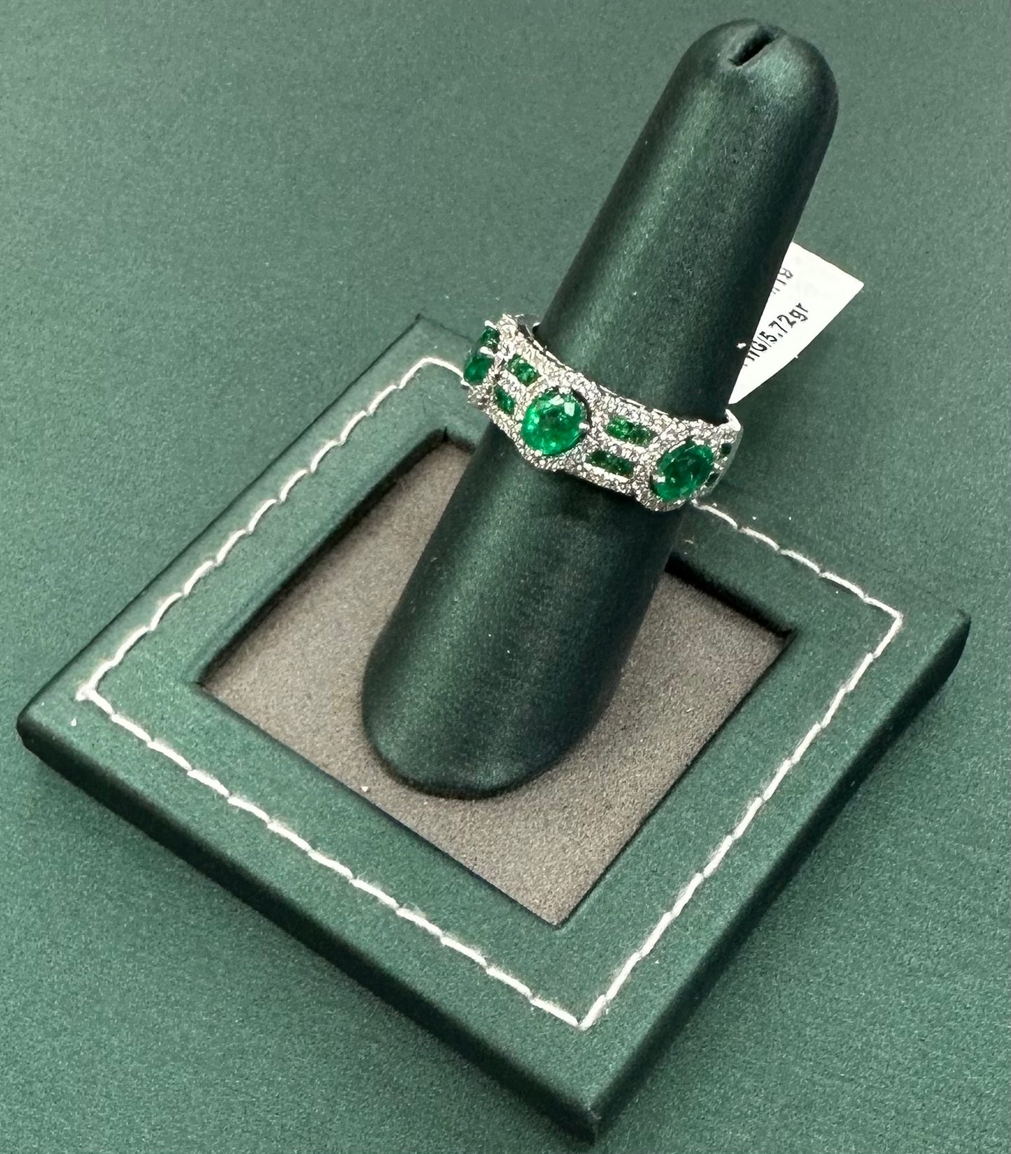 Three crowns emerald and diamond ring