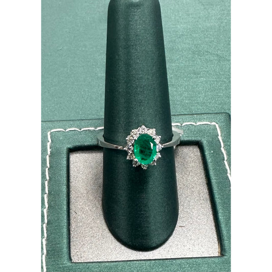 Emerald halo star ring