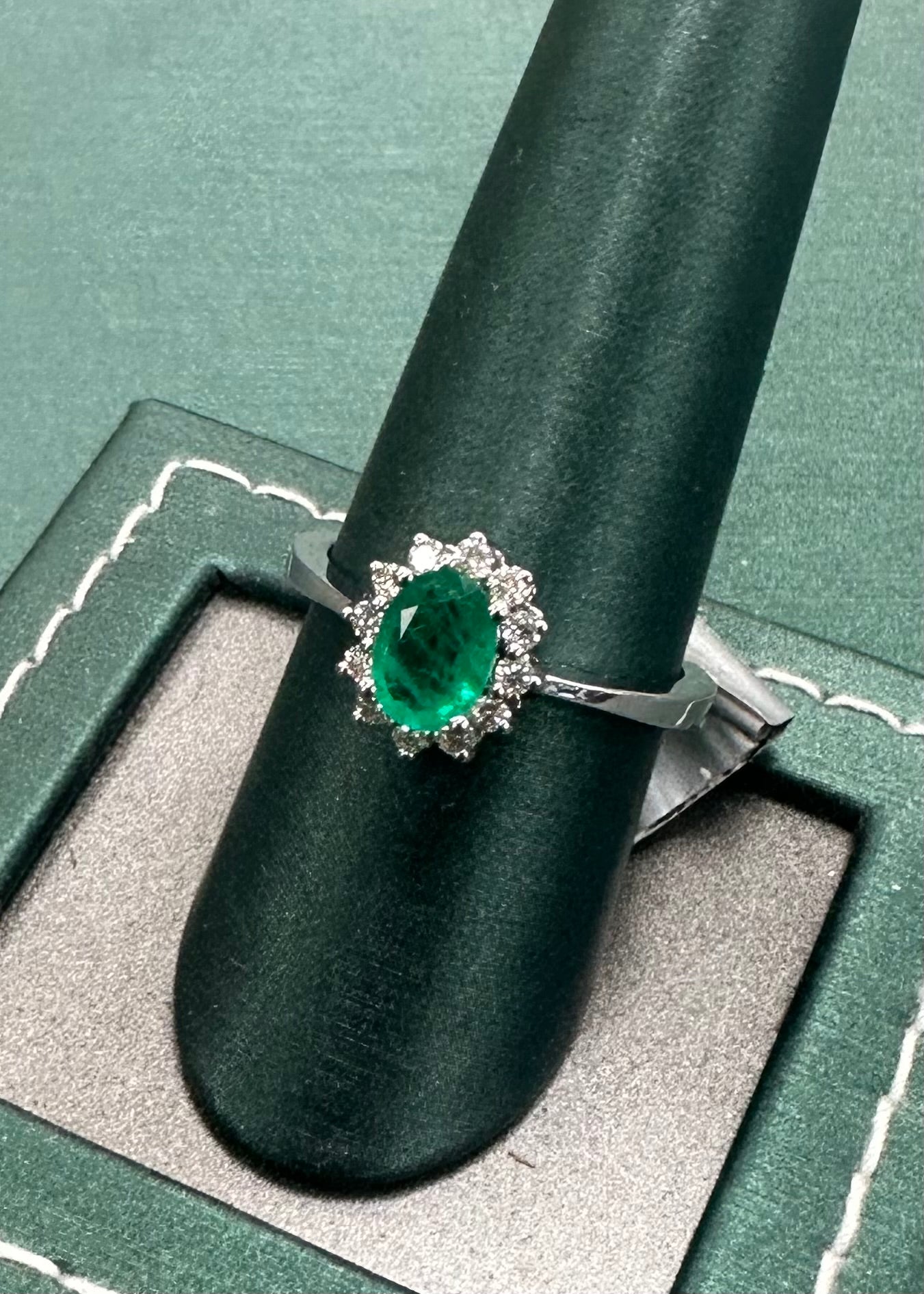 Emerald halo star ring