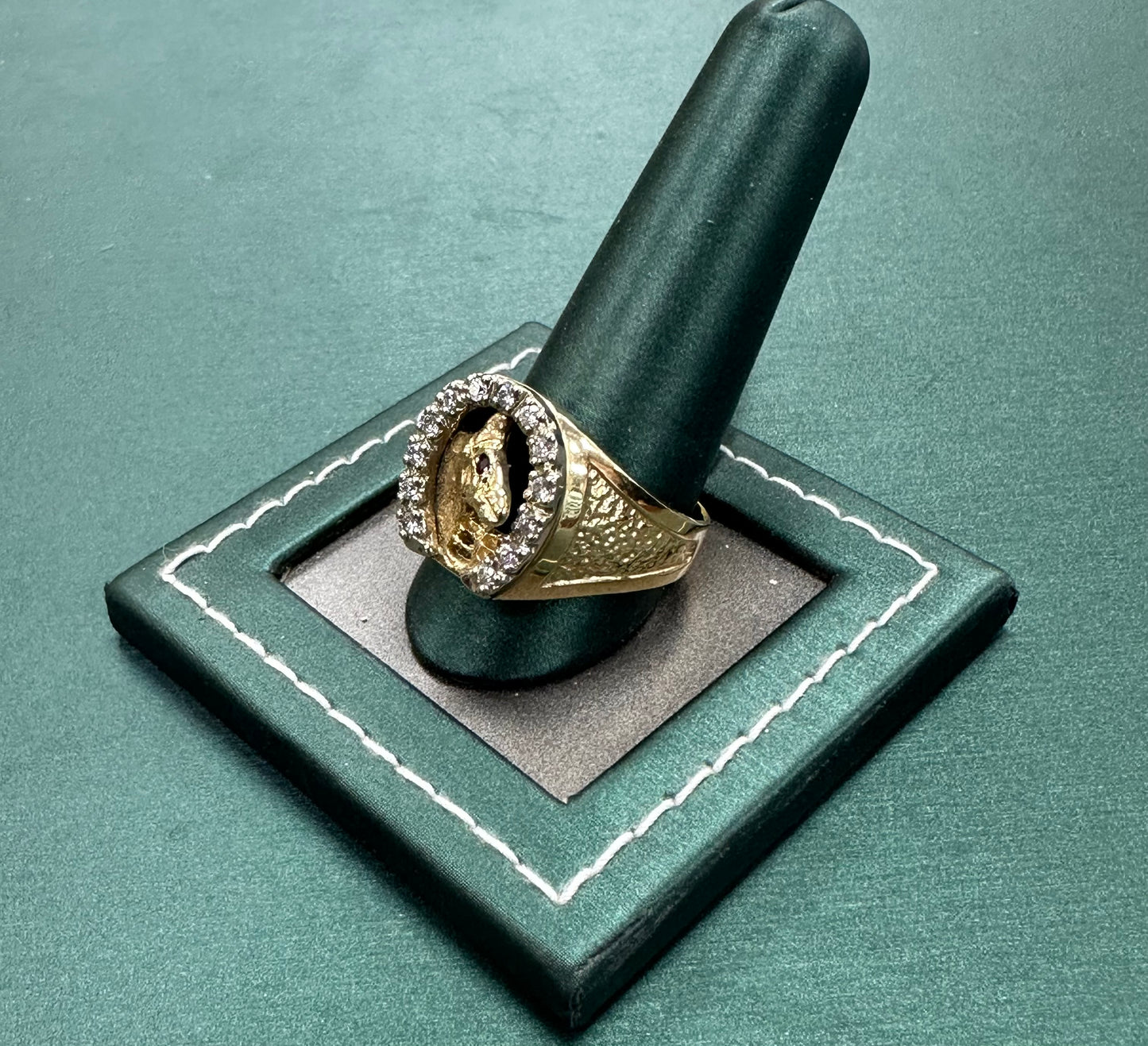 Horseshoe diamond pinky ring