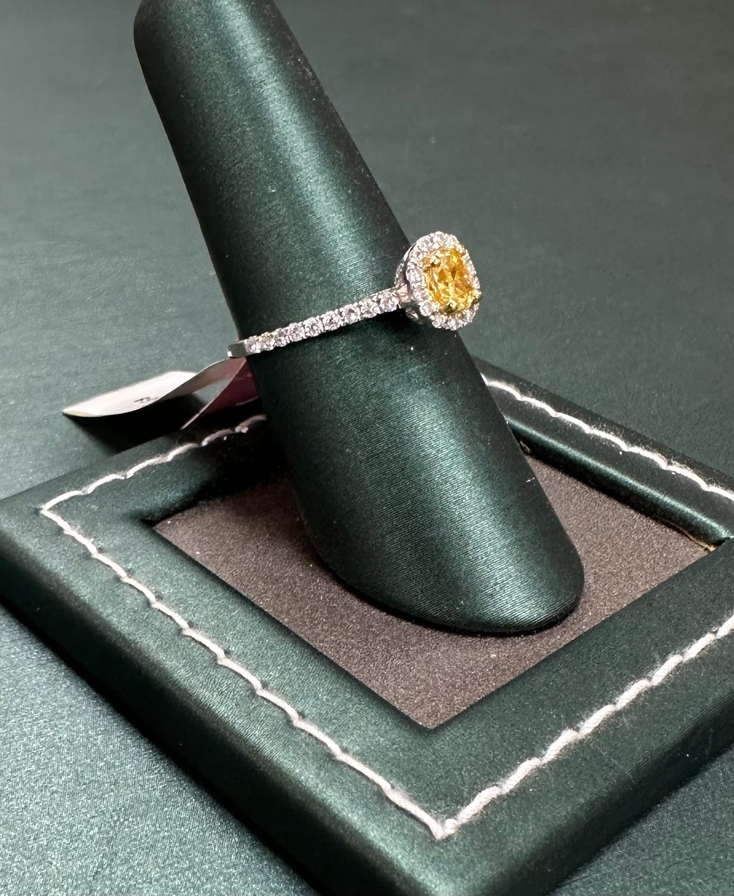 Yellow oval cut diamond halo ring