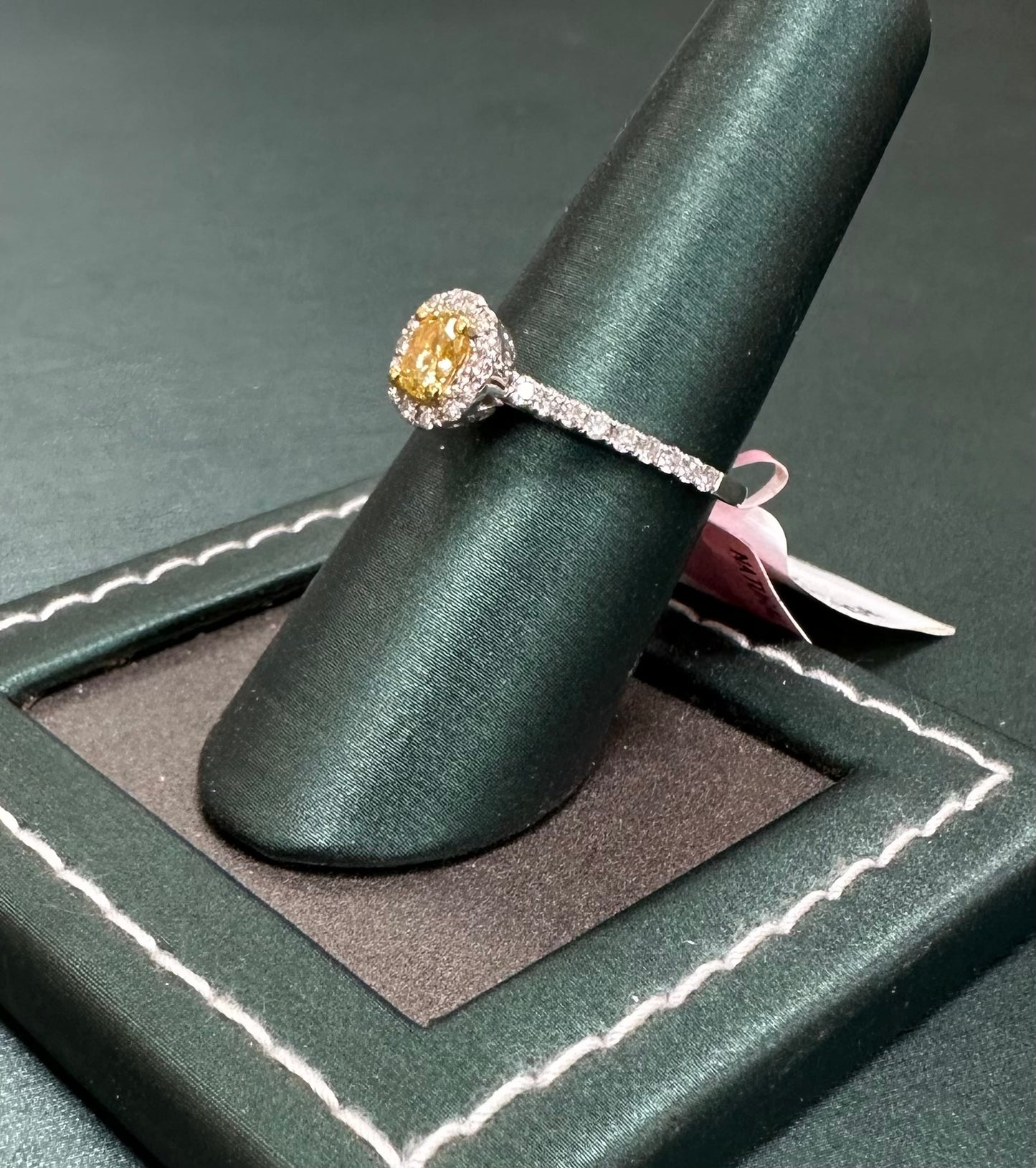 Yellow oval cut diamond halo ring