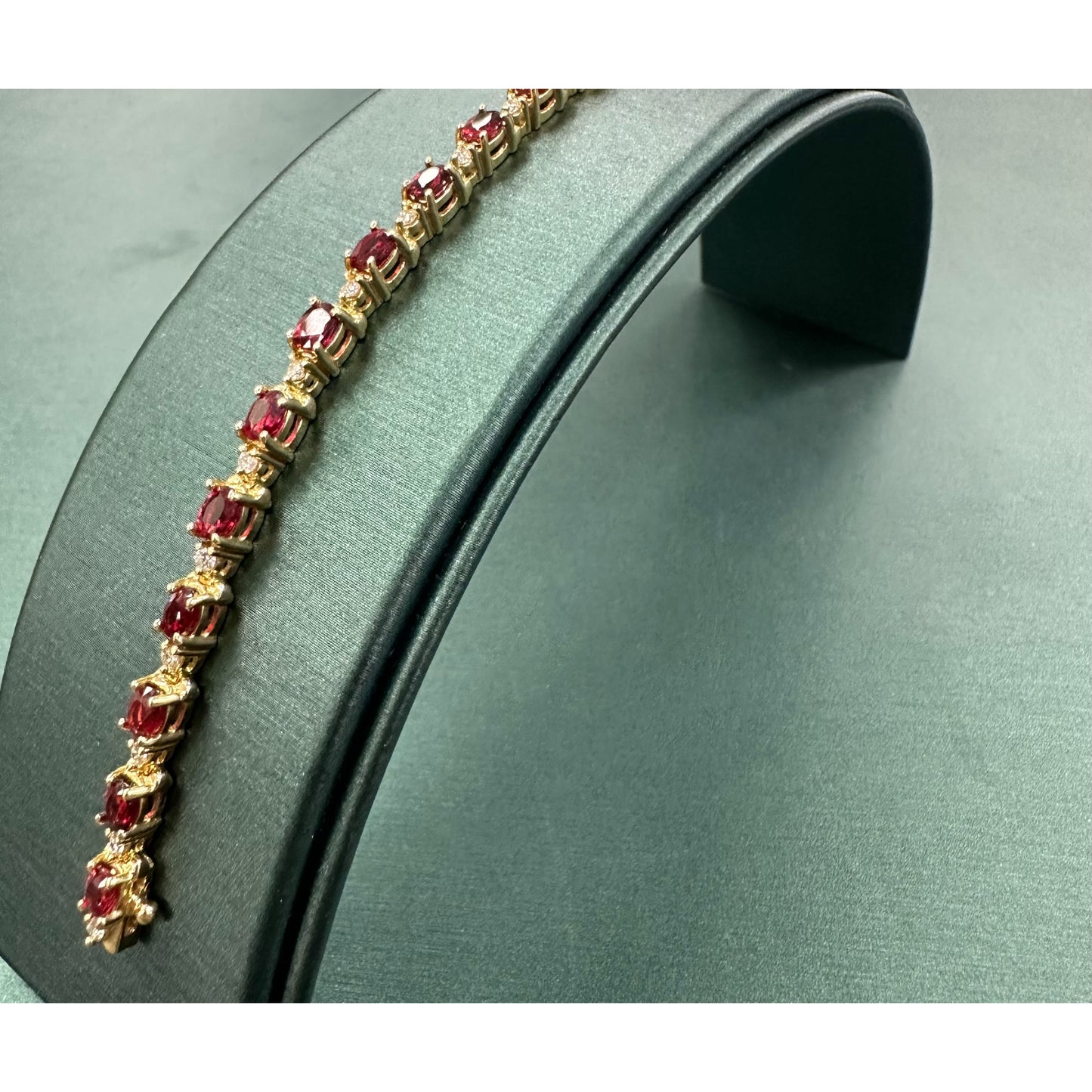 Diamond halo ruby bracelet