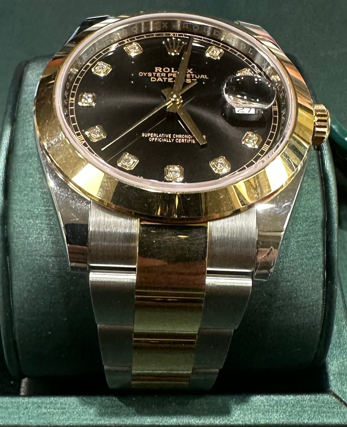 Rolex Datejust two tone 41mm black diamond dial