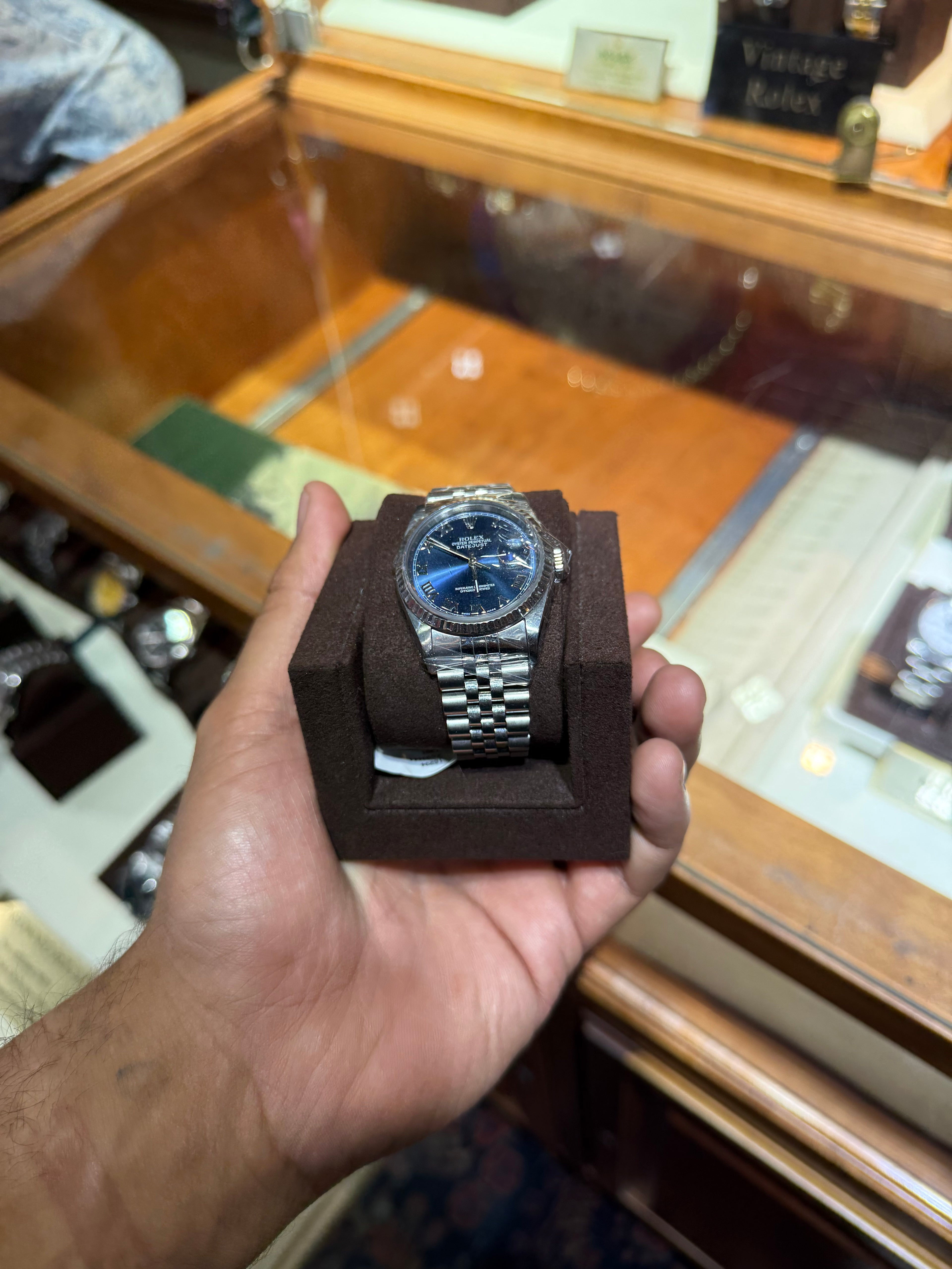 Rolex Datejust 36MM Factory Dial Blue Roman Jubilee Gold Bezel 1991
