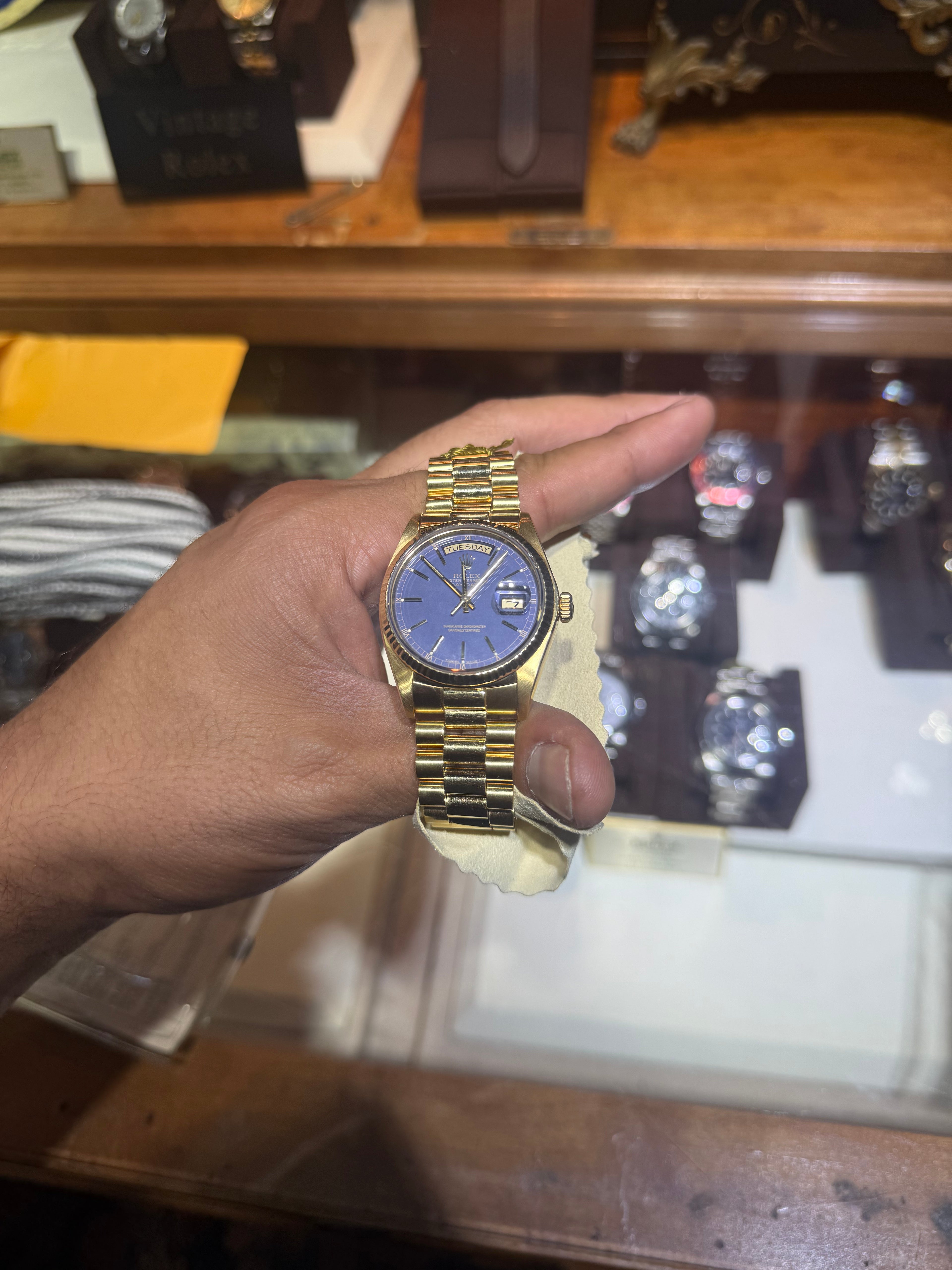 Rolex Day Date 36MM Blue Dial Box and Paper 1980