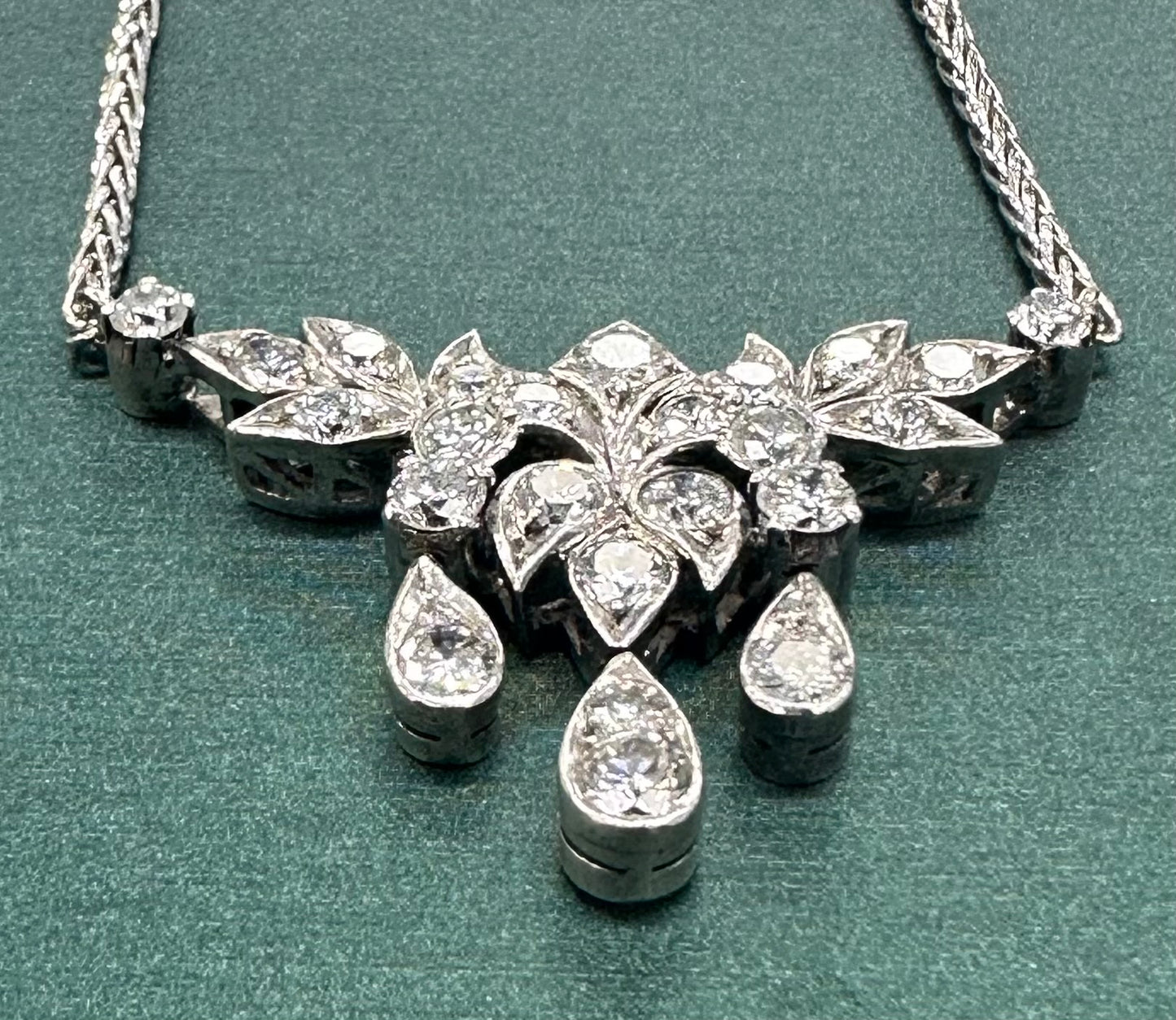 Diamond tear dangle necklace
