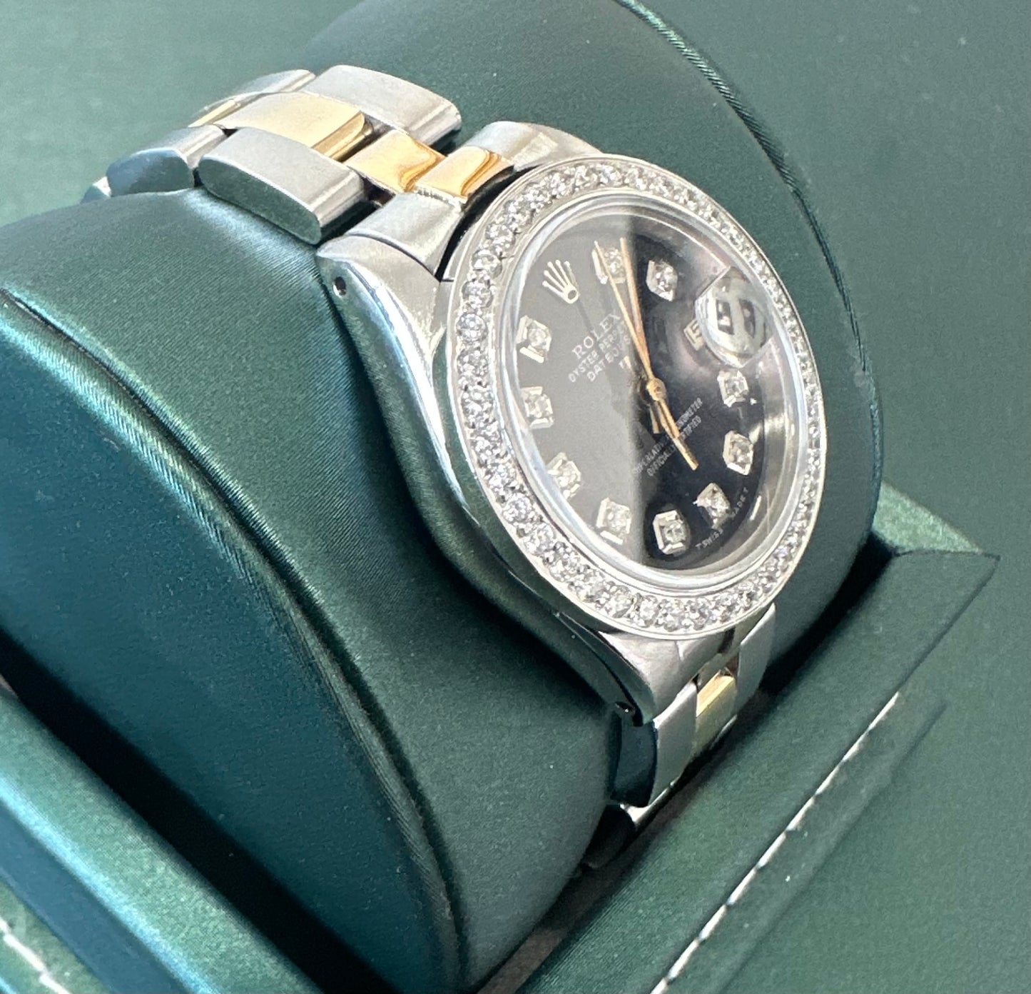 Rolex Datejust 26mm black dial diamond bezel