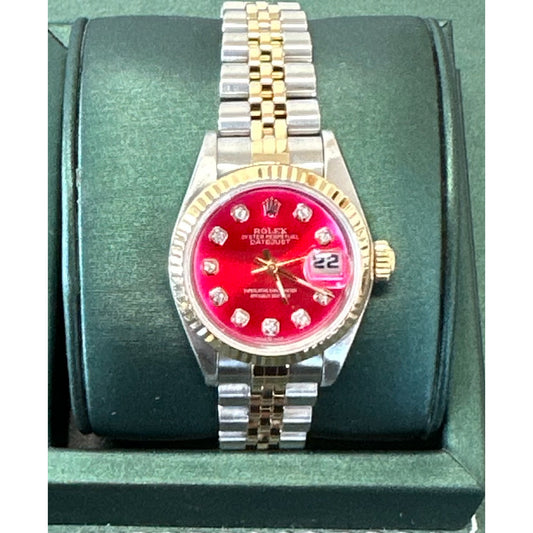 Rolex Datejust 26mm two tone red dial