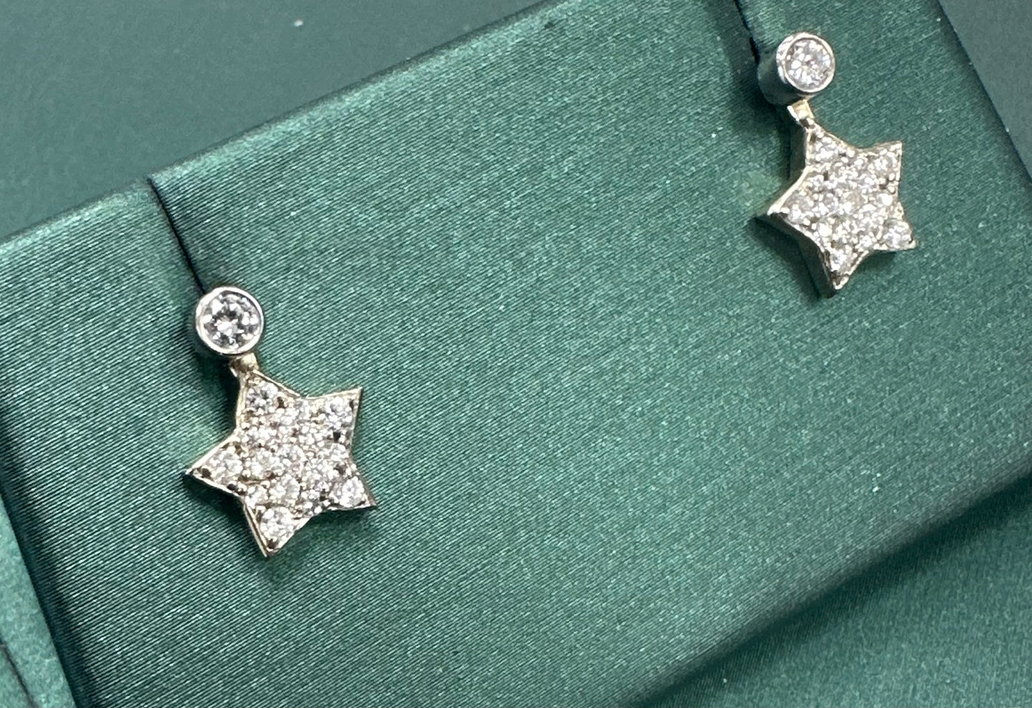 Diamond dangle star earrings
