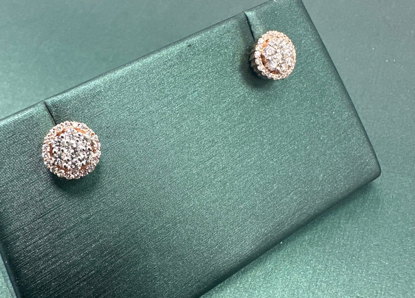 Diamond cluster halo earrings 1.14 ct