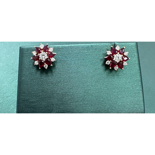 Ruby and diamond star earrings