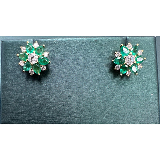 Emerald and dimaond star earrings