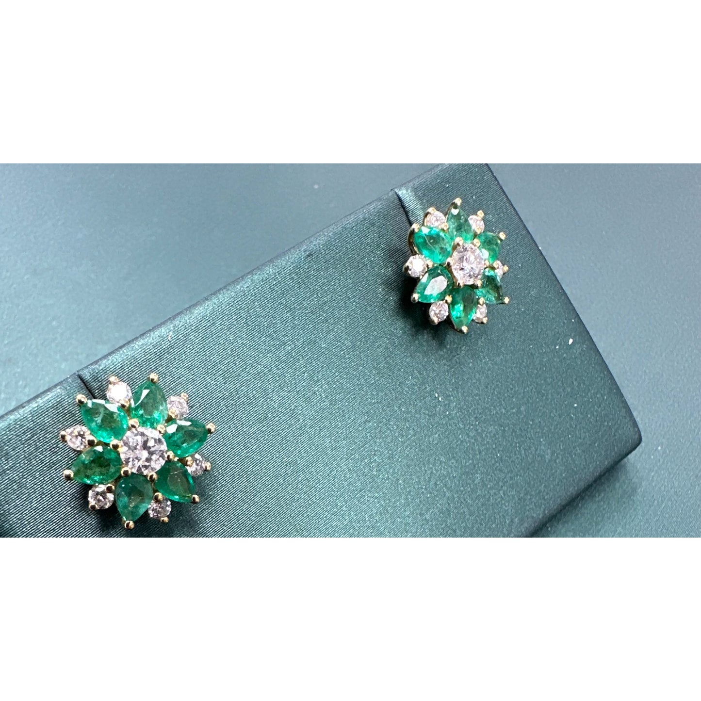Emerald and dimaond star earrings