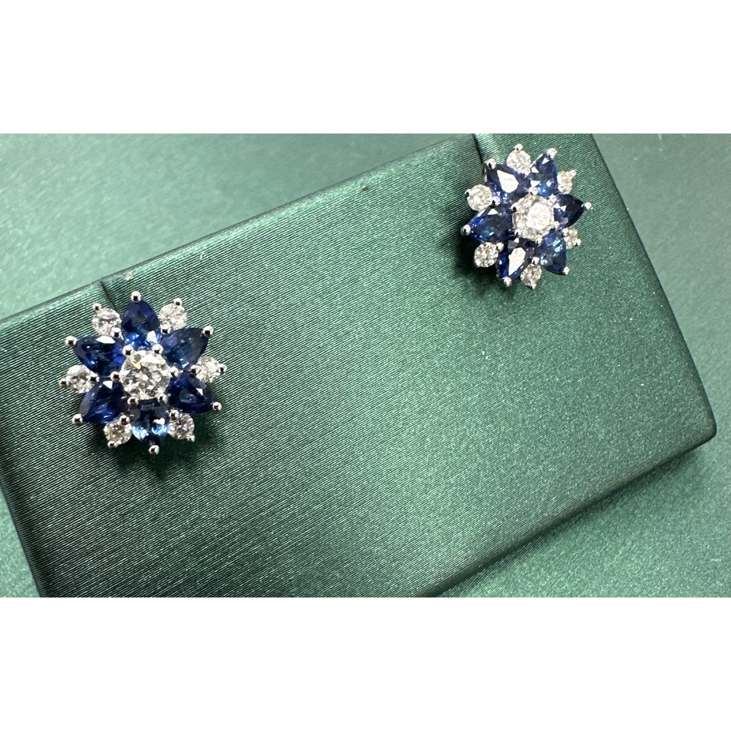 Blue Sapphire and Diamond Star Earrings