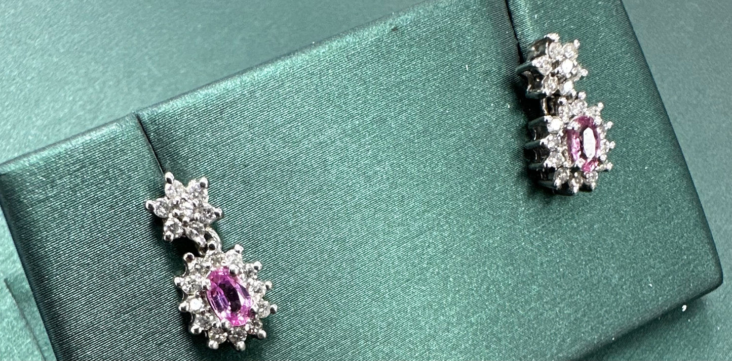 Star dangle and sapphire halo earrings