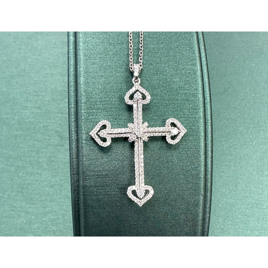 Diamond heart cross pendant
